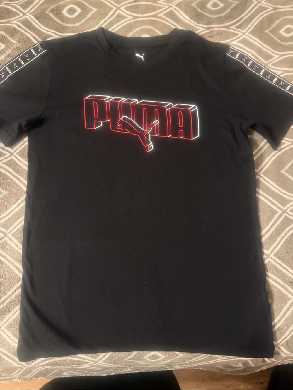 Puma Black Short-Sleeve Tee with Red 3D Logo